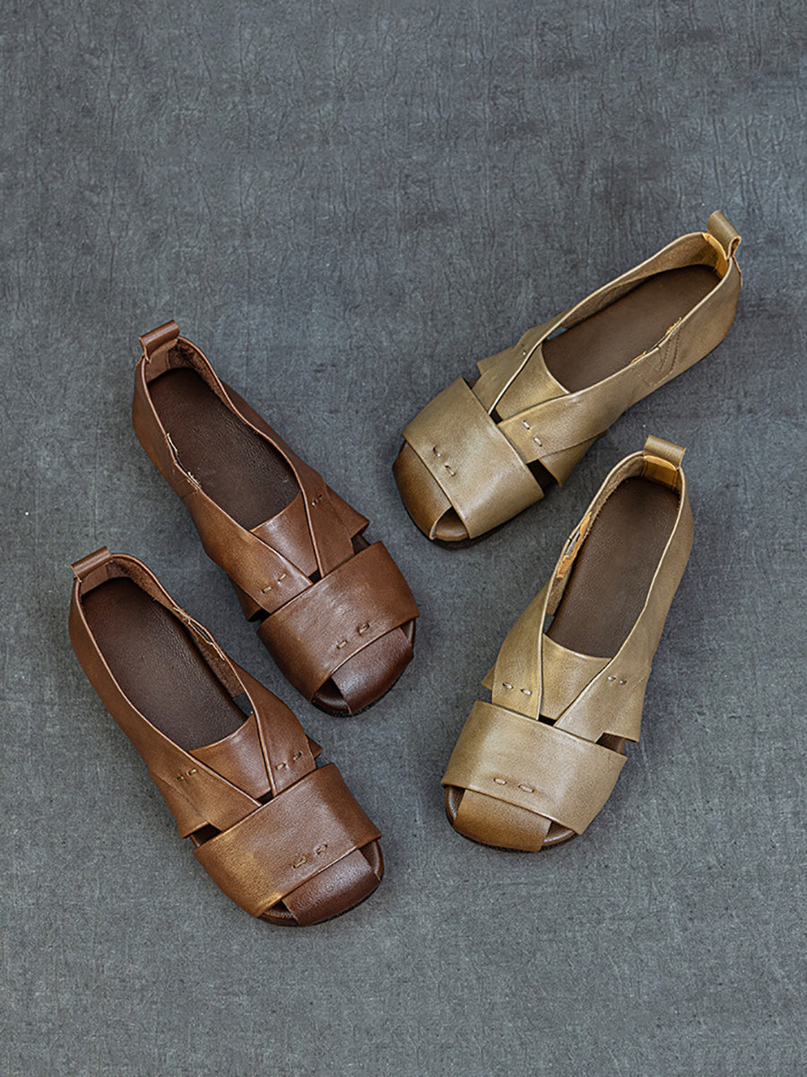 Vintage Flat Genuine Leather Sandals