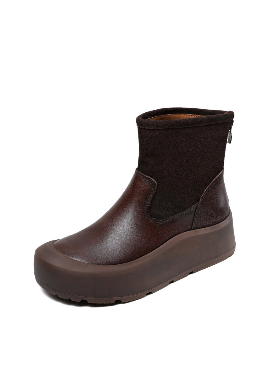 Winter Genuine Leather Platform Ankle Boots