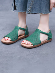 Sandals Leather Flat Hollow Out Casua