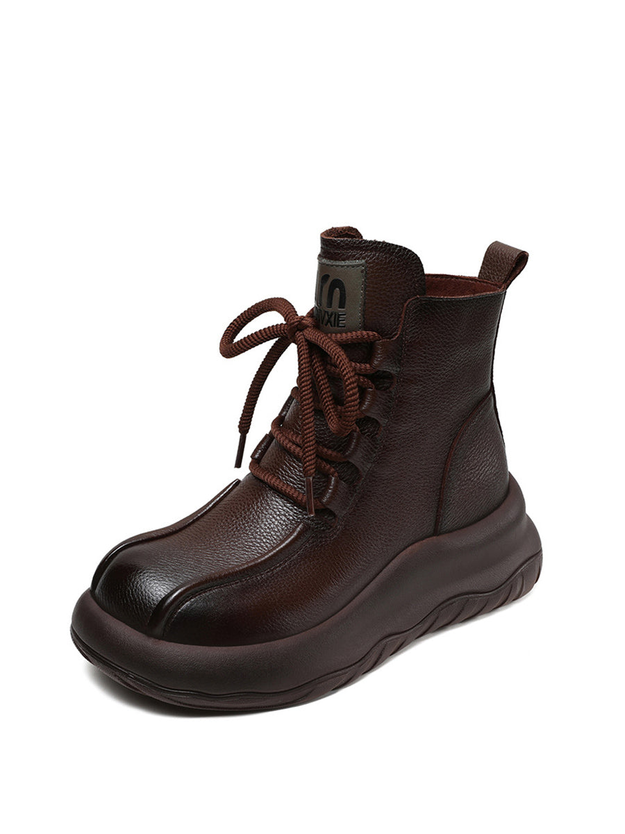 Vintage Genuine Leather Platform Martin Boots