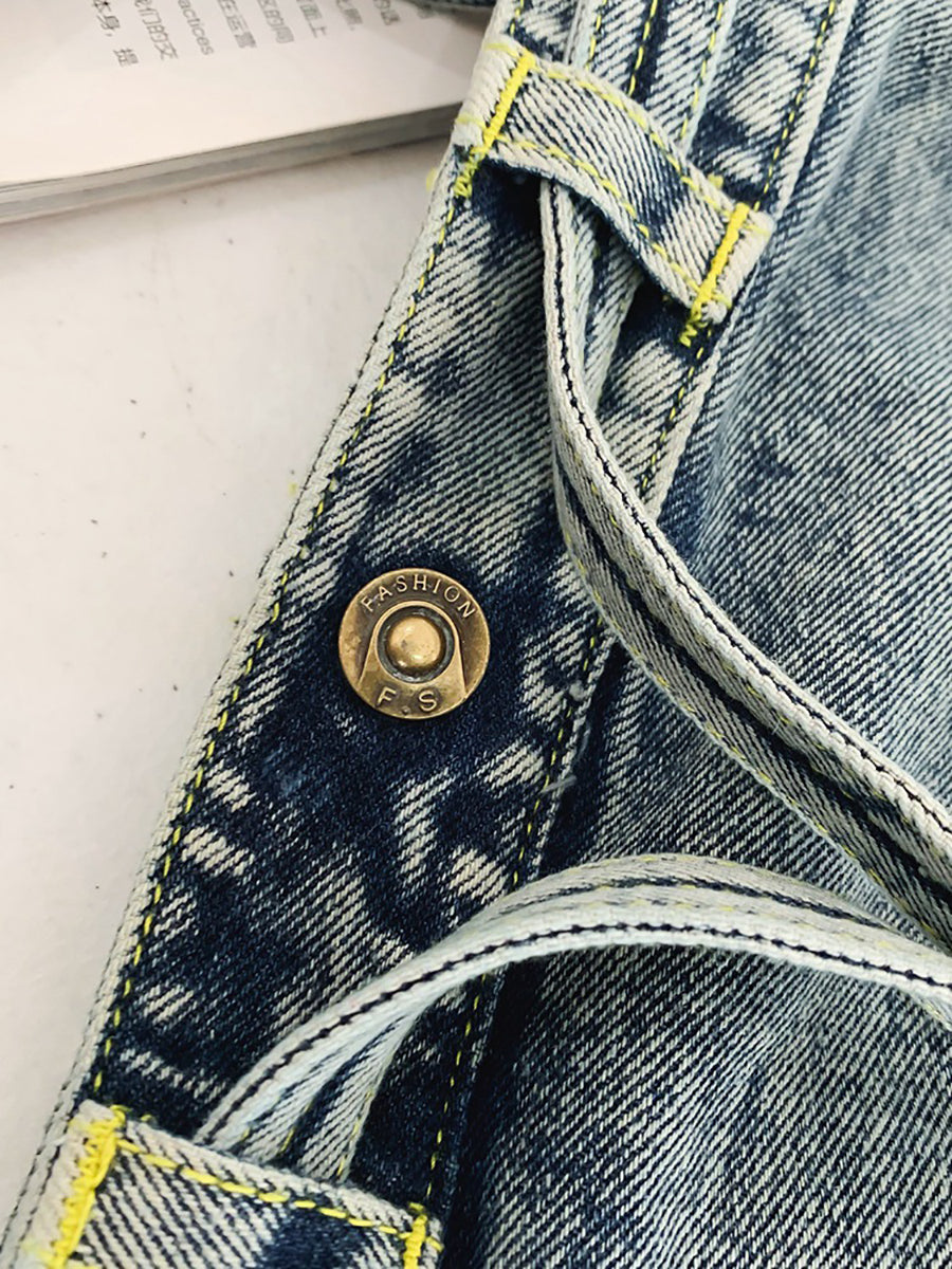 Vintage Solid Pocket Denim Handbag Shoulder Bag