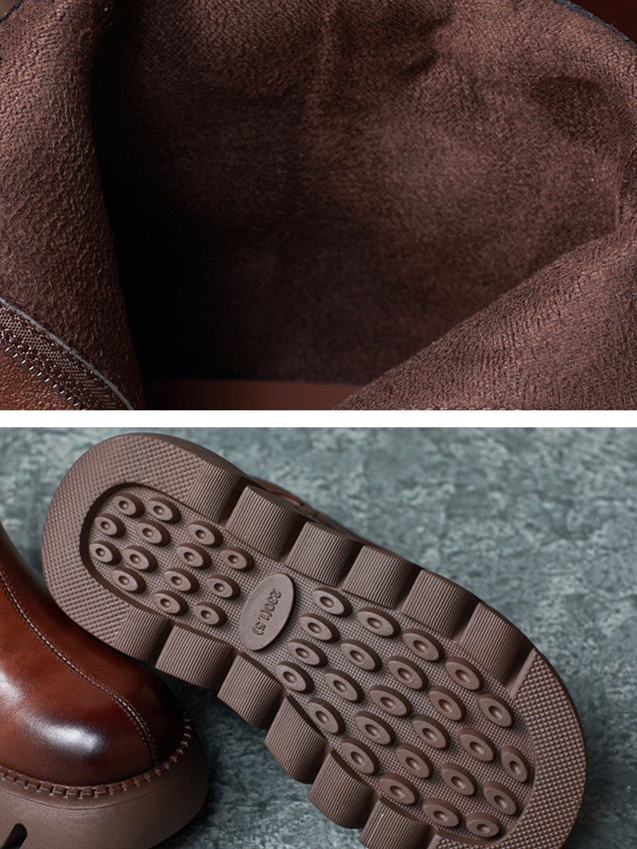 Retro Genuine Leather Platform Boots