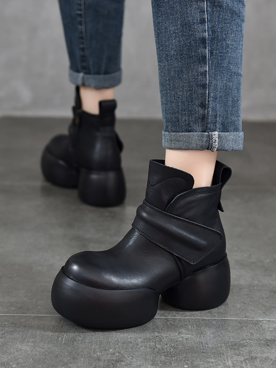 Soft Genuine Leather Platfrom Ankle Boots