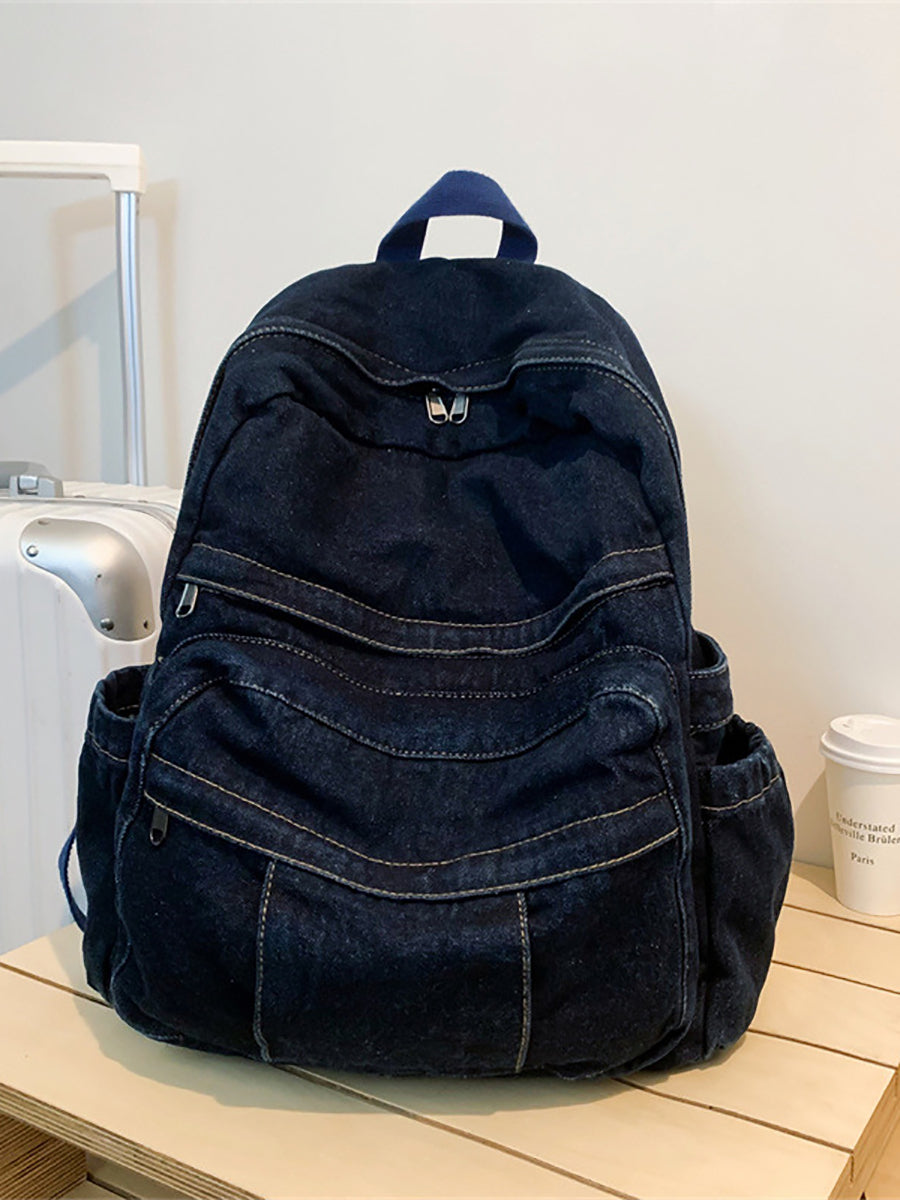 Vintage Denim Spliced Large Capacity Shoulder Bag