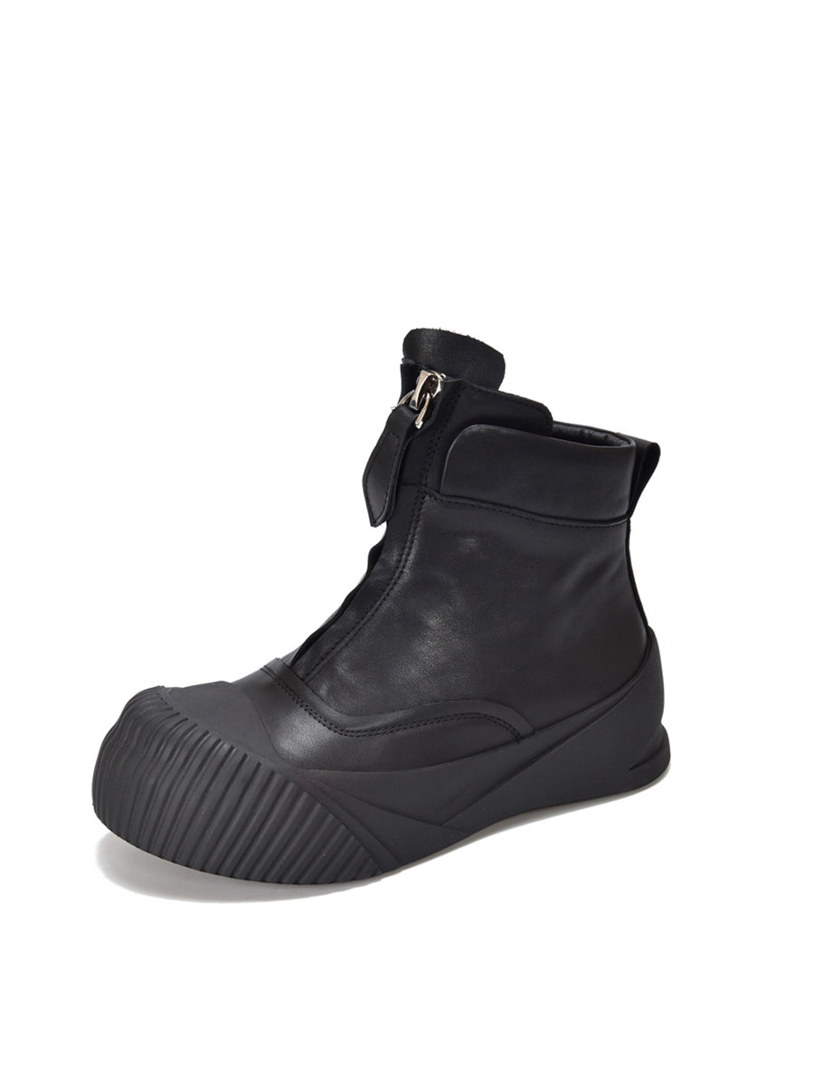 Vintage Vintage Leather Zipper Platform Boots