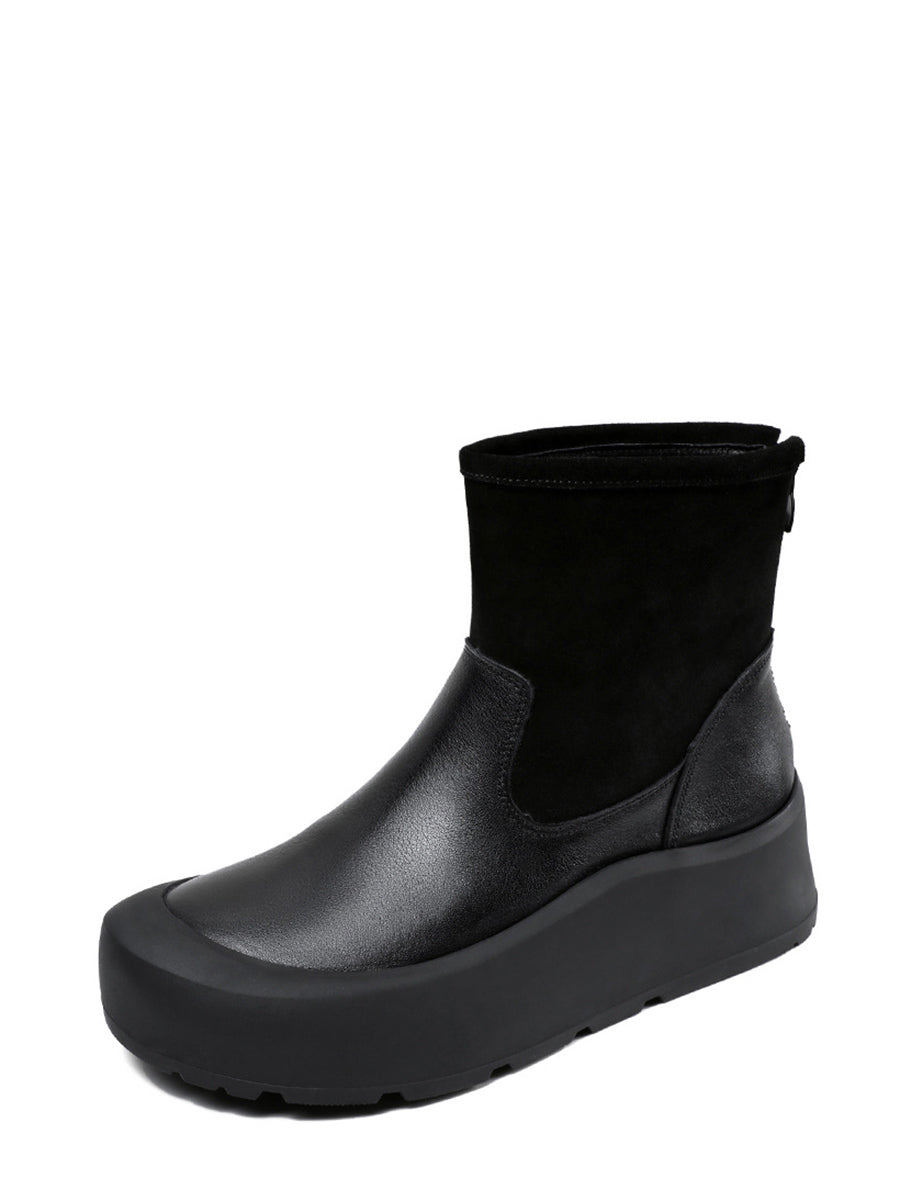 Winter Genuine Leather Platform Ankle Boots