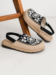 Sandals Linen Embroidery Ethnic Flower
