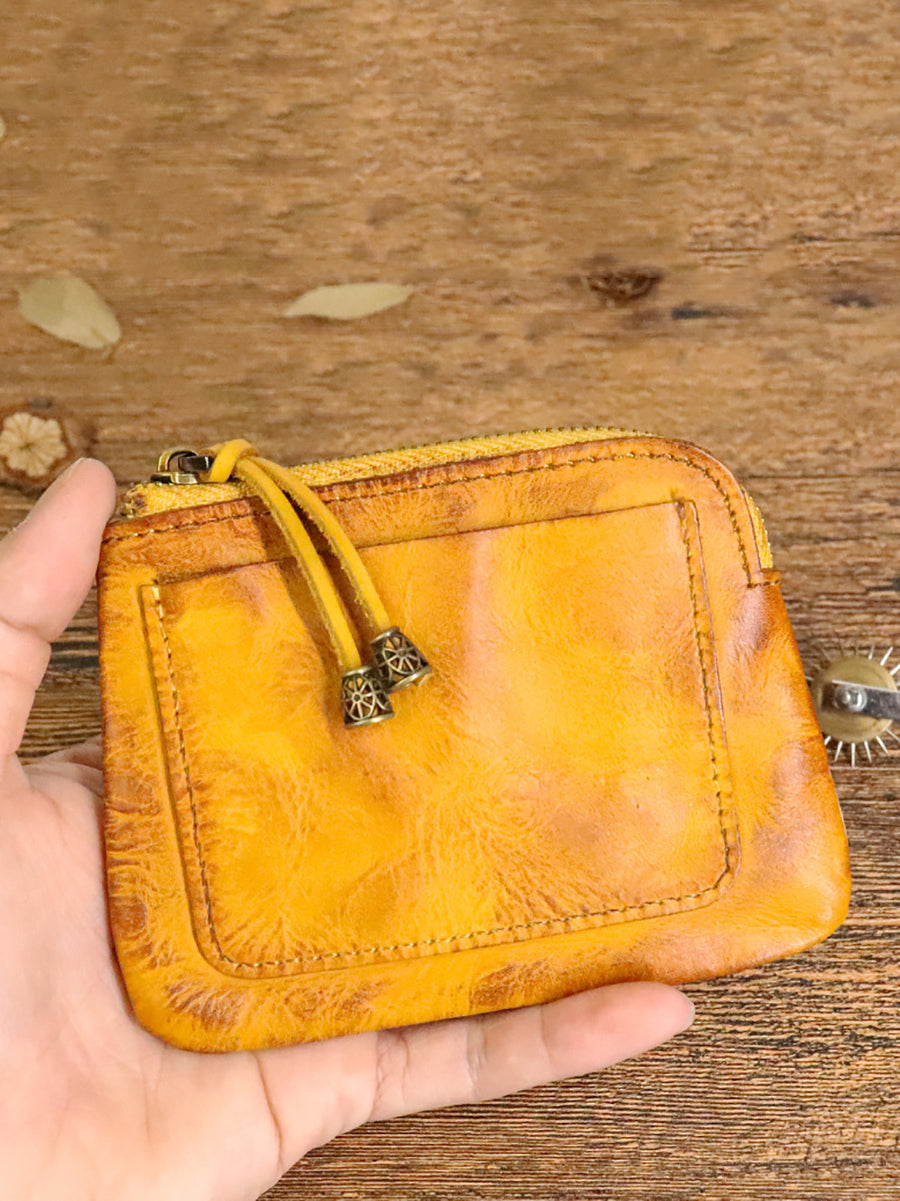 Leather Genuine Square Coin Purse Casual