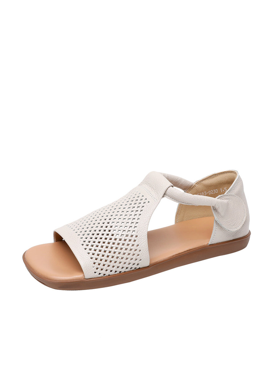 Sandals Leather Flat Hollow Out Casua