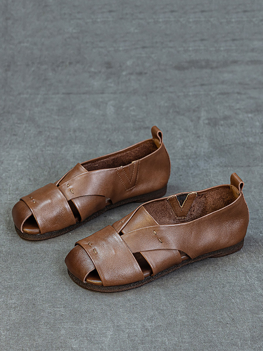 Vintage Flat Genuine Leather Sandals