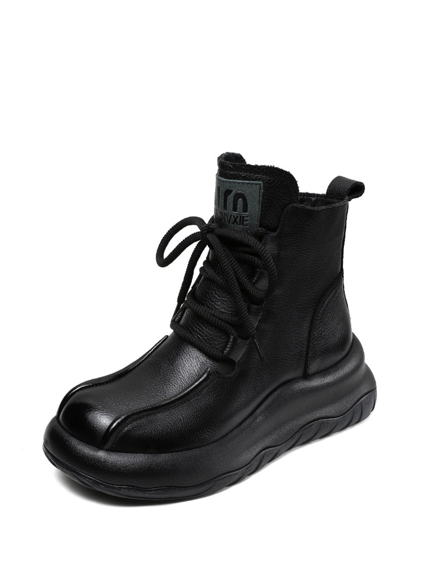 Vintage Genuine Leather Platform Martin Boots