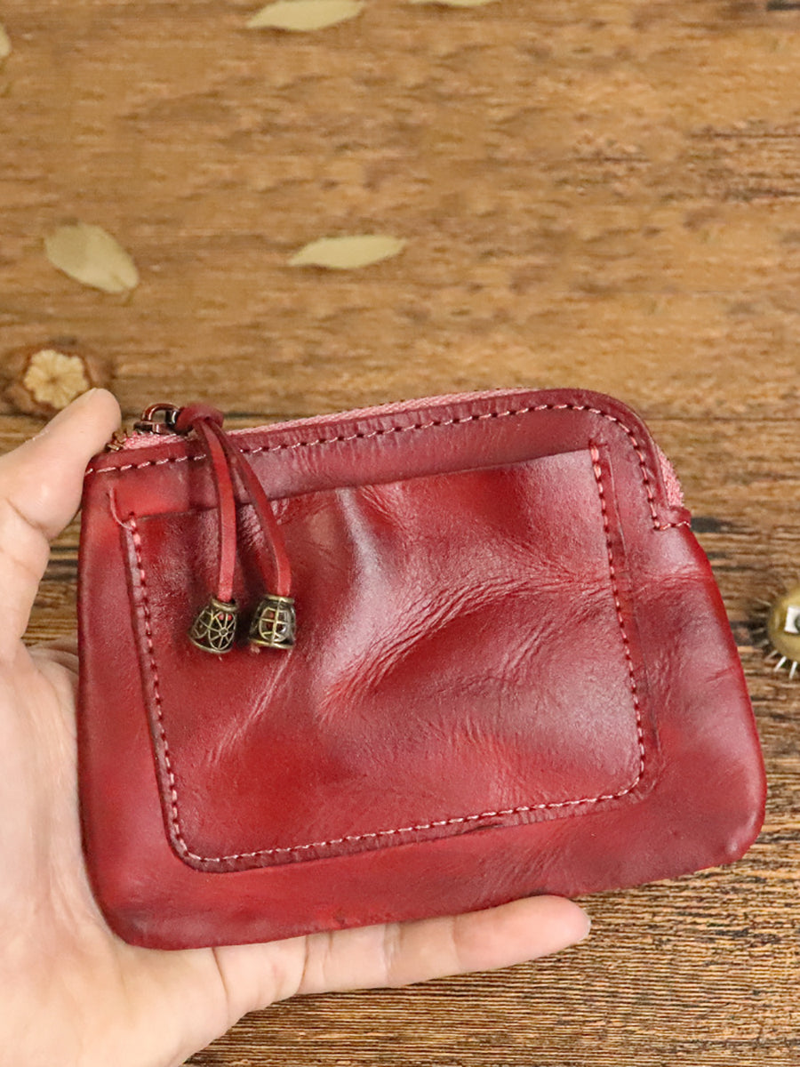 Leather Genuine Square Coin Purse Casual
