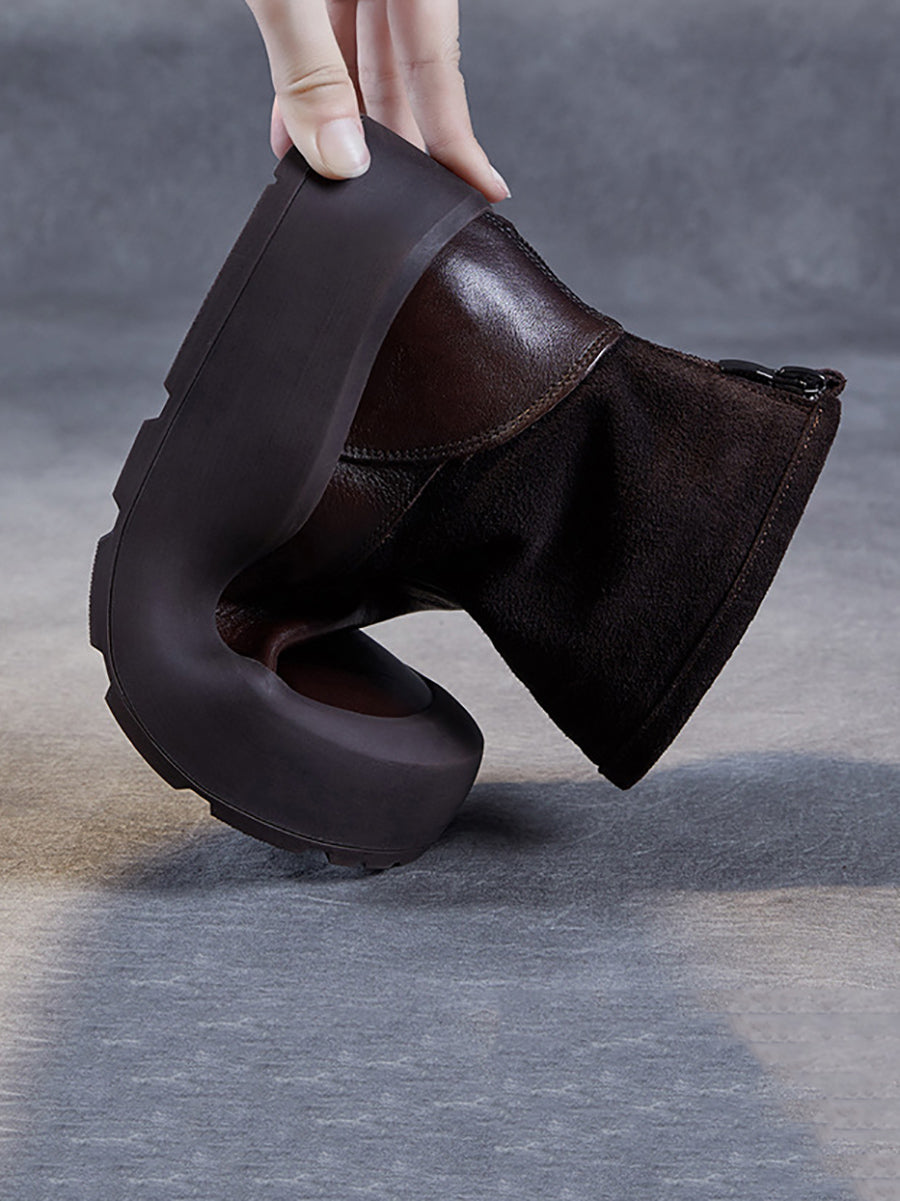Winter Genuine Leather Platform Ankle Boots