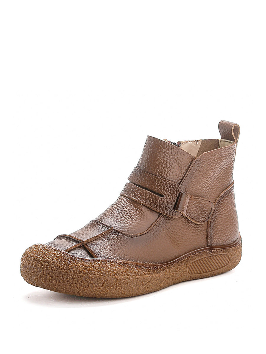 Winter Casual Leather Spliced Flat Boots