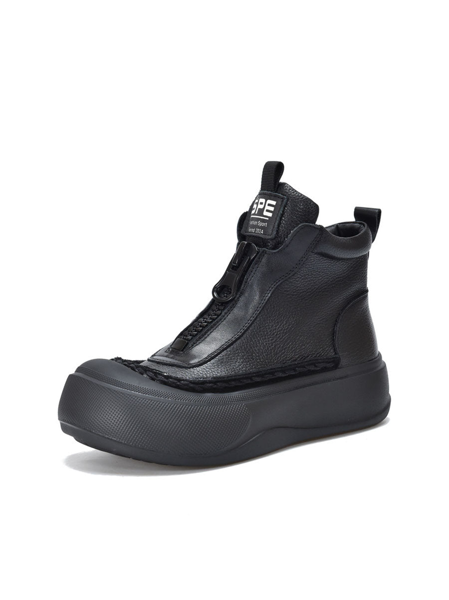 Vintage Vintage Leather Zipper Platform Boots