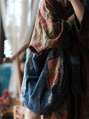 Vintage Denim Spliced Shoulder Bag