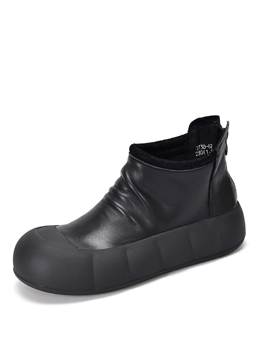 Vintage Autumn Soft Leather Platform Boots