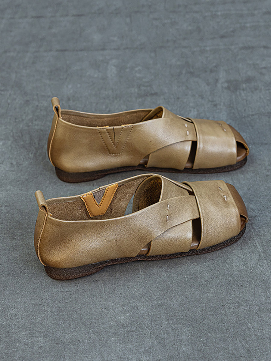Vintage Flat Genuine Leather Sandals