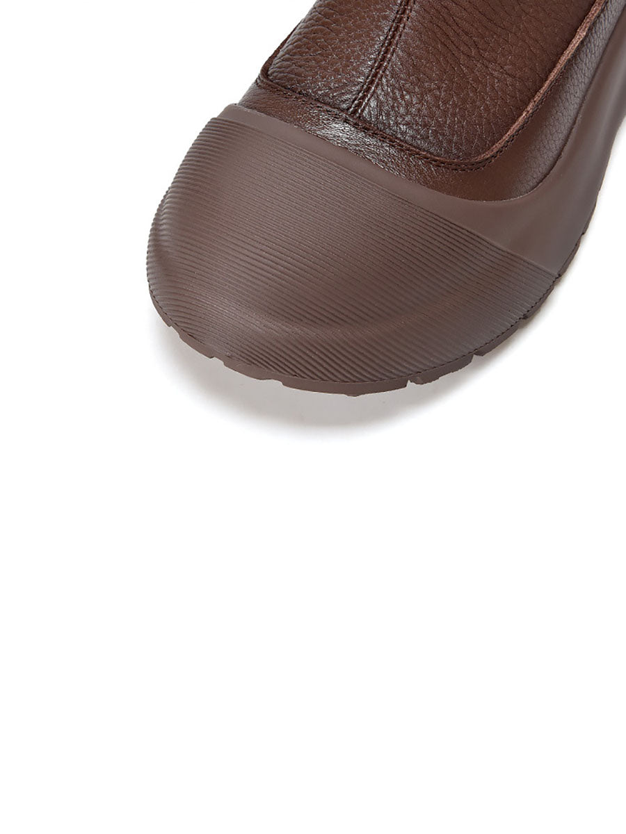 Autumn Genuine Leather Solid Platform Ankle Boots
