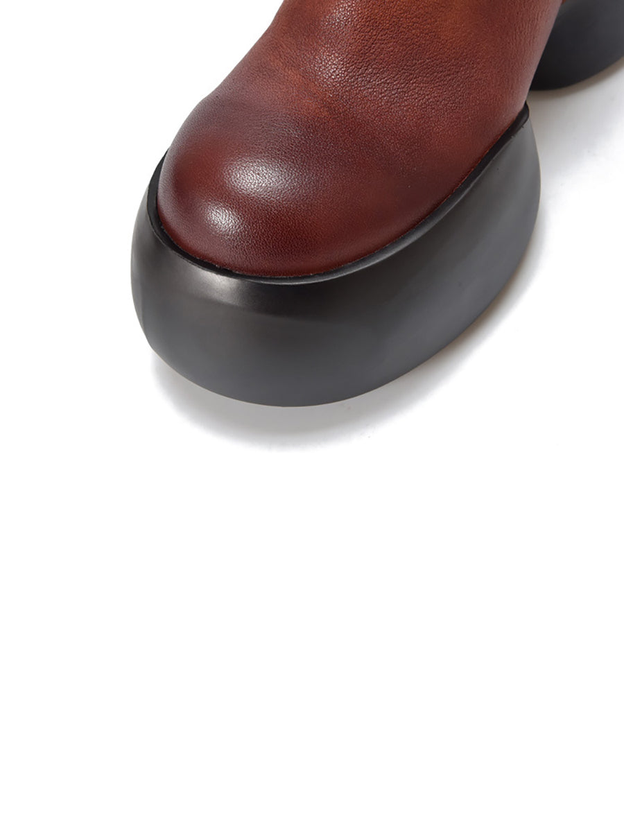 Soft Genuine Leather Platfrom Ankle Boots