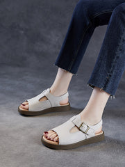 Soft Toe Leather Sandals Open