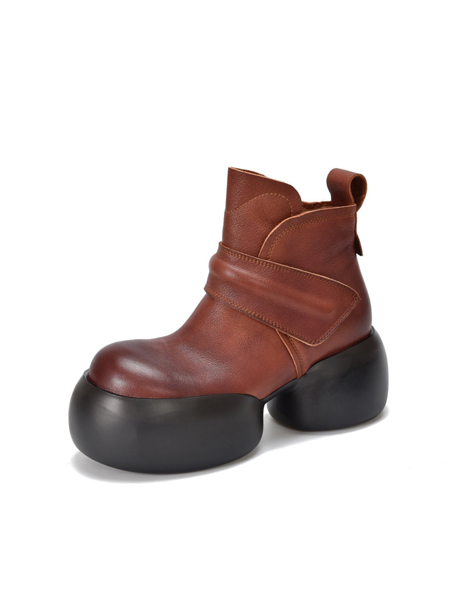 Soft Genuine Leather Platfrom Ankle Boots