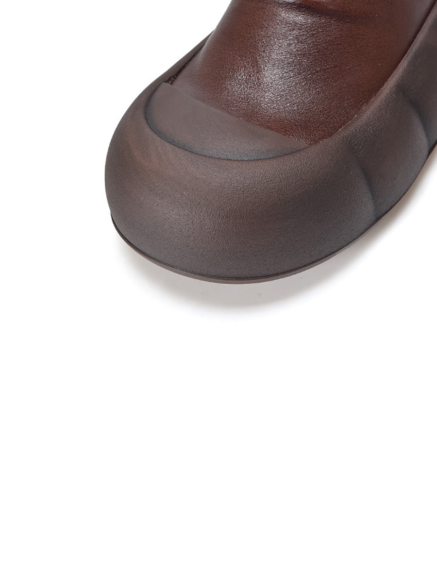 Vintage Autumn Soft Leather Platform Boots