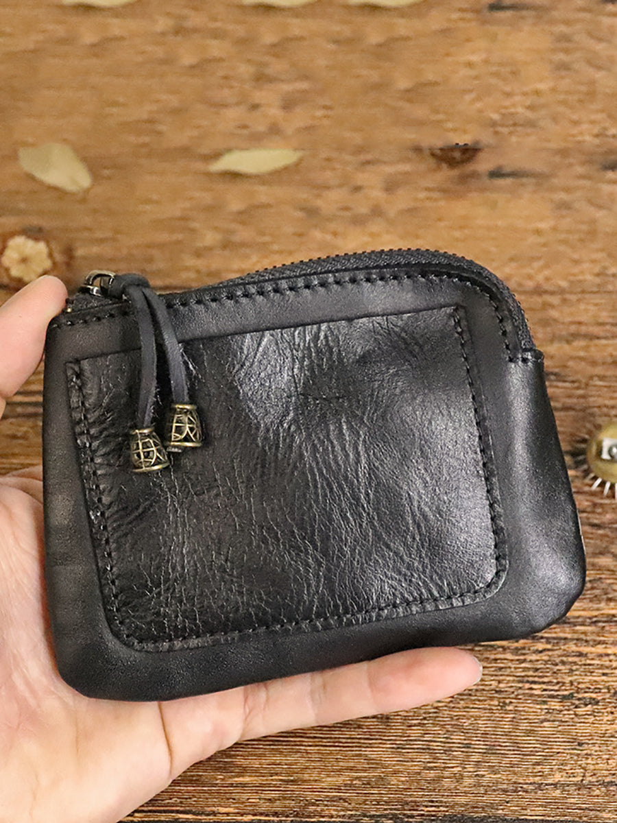Leather Genuine Square Coin Purse Casual