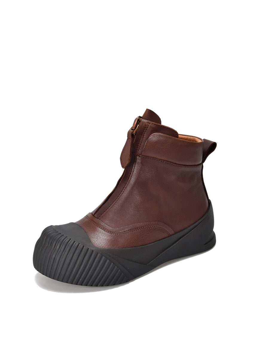 Vintage Vintage Leather Zipper Platform Boots