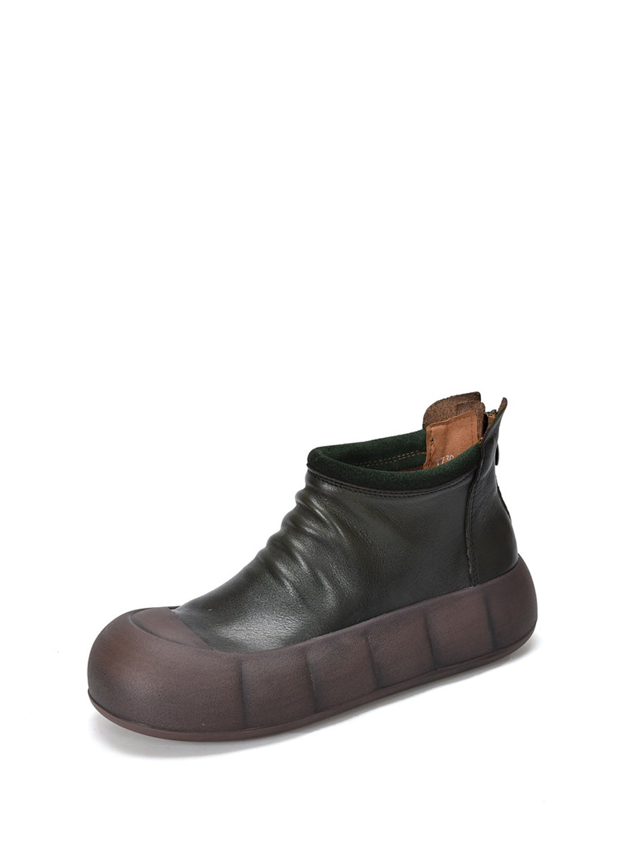Vintage Autumn Soft Leather Platform Boots