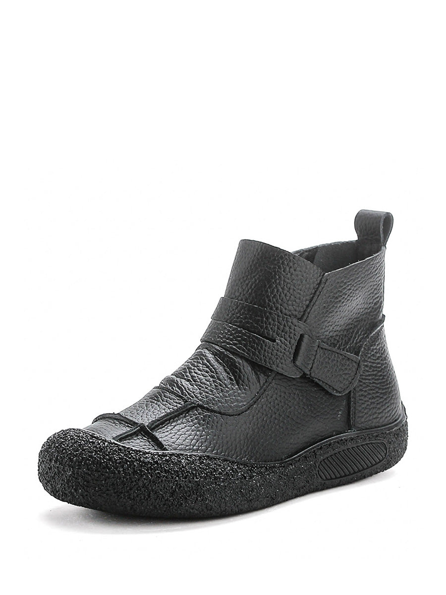 Winter Casual Leather Spliced Flat Boots