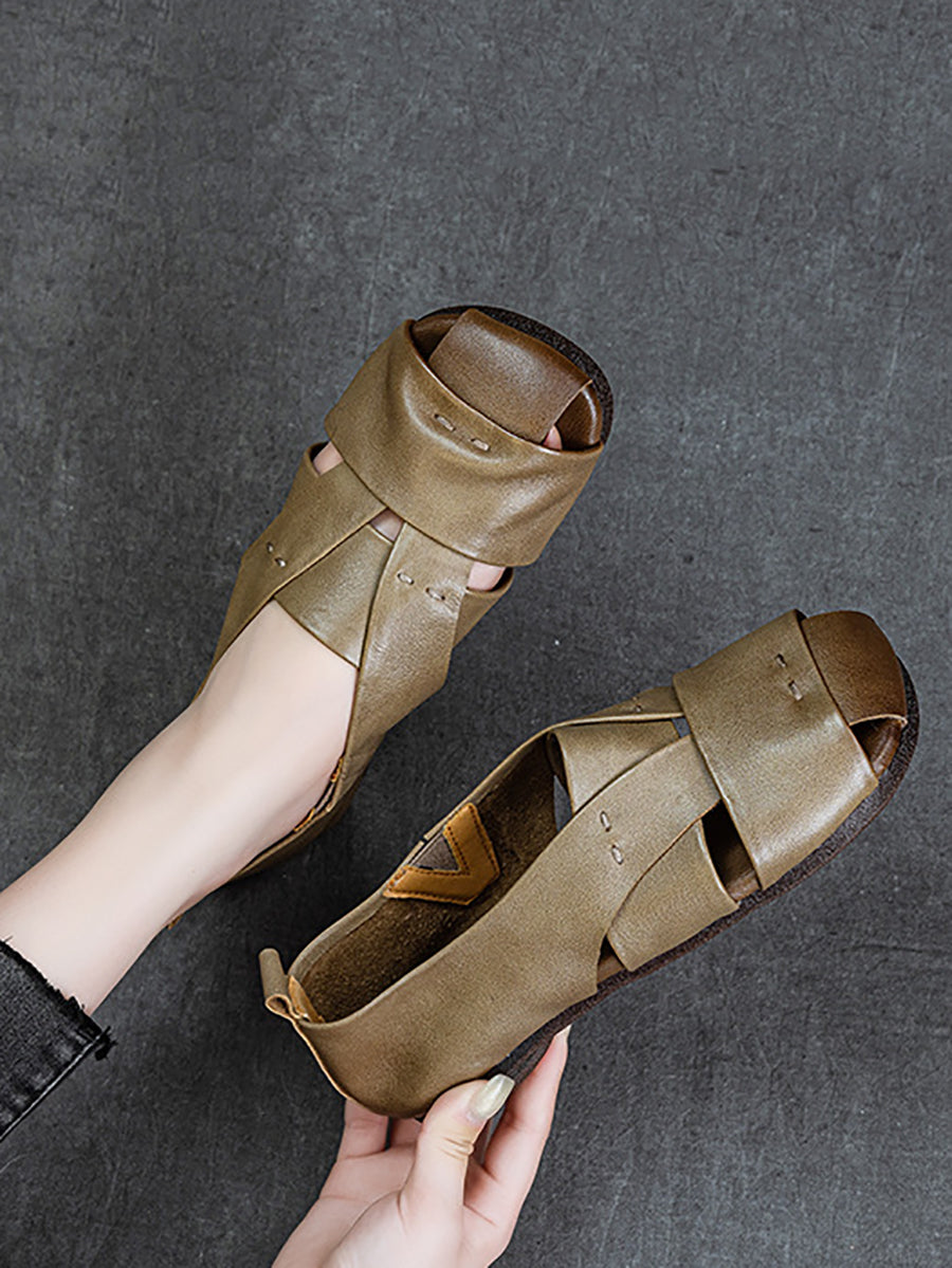 Vintage Flat Genuine Leather Sandals