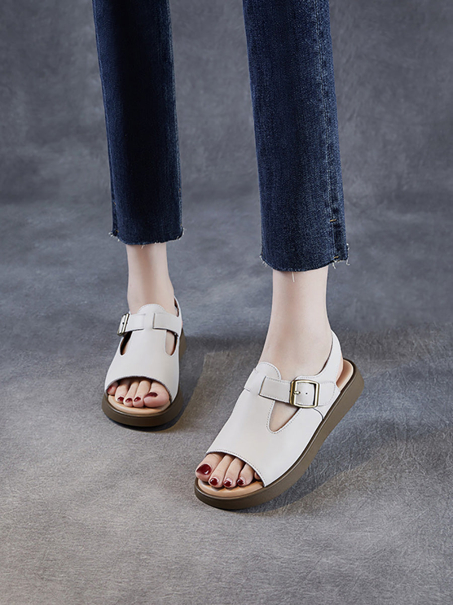 Soft Toe Leather Sandals Open