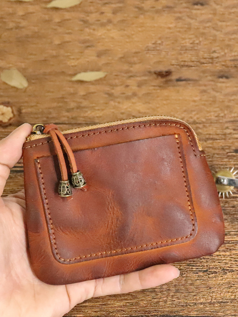 Leather Genuine Square Coin Purse Casual