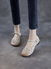 Genuine Shoes Hollow Out Heel Low Leather