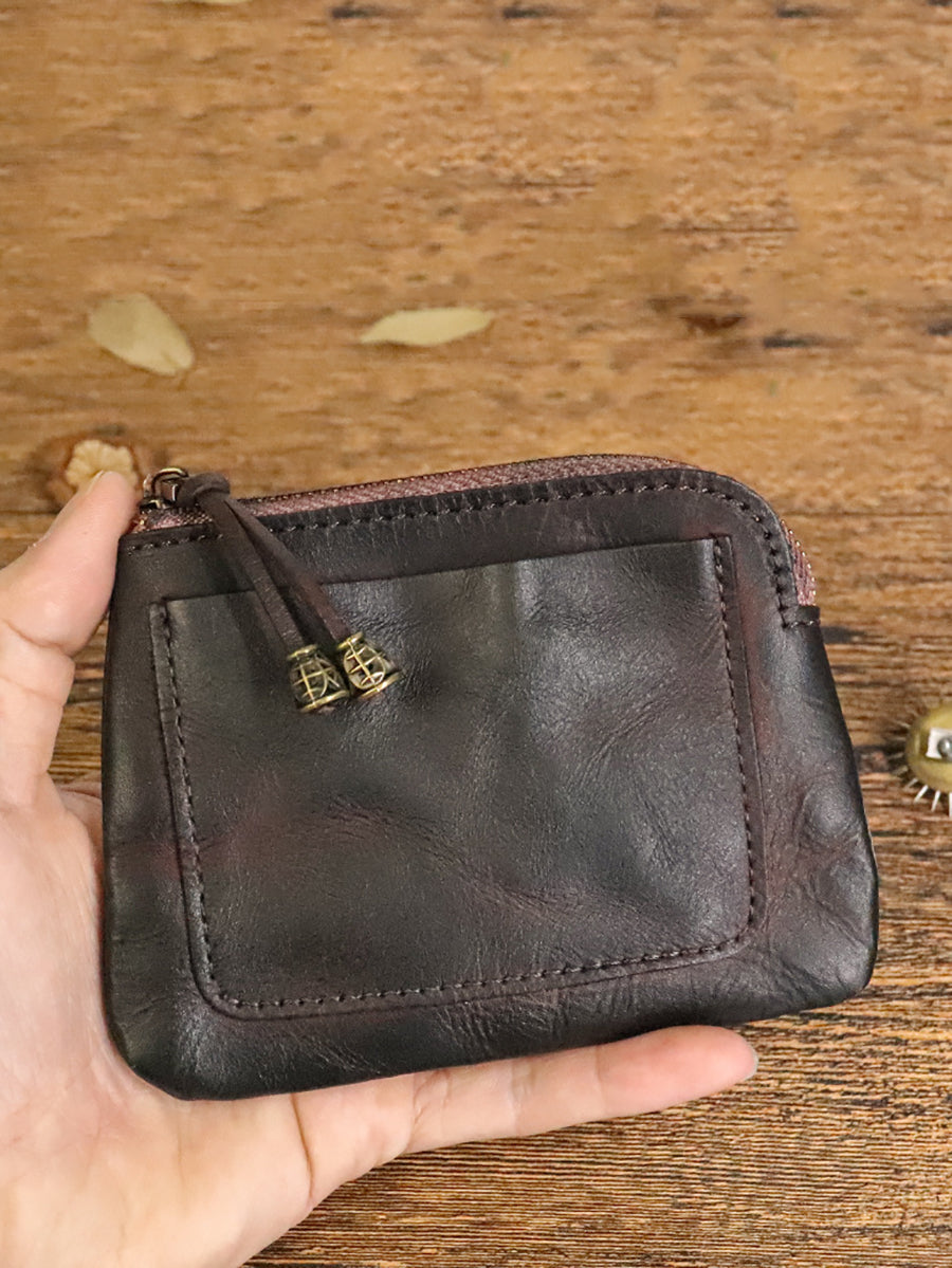 Leather Genuine Square Coin Purse Casual