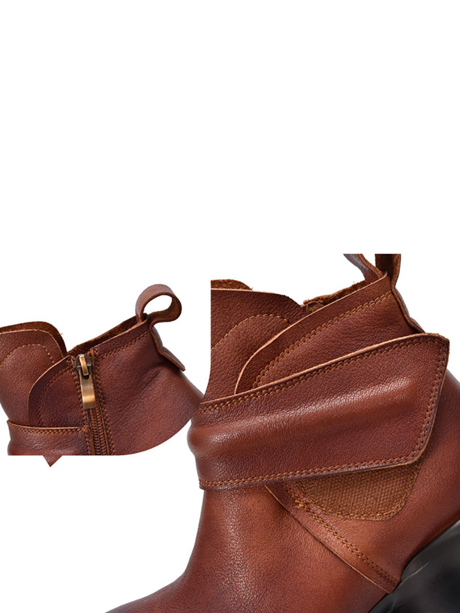 Soft Genuine Leather Platfrom Ankle Boots