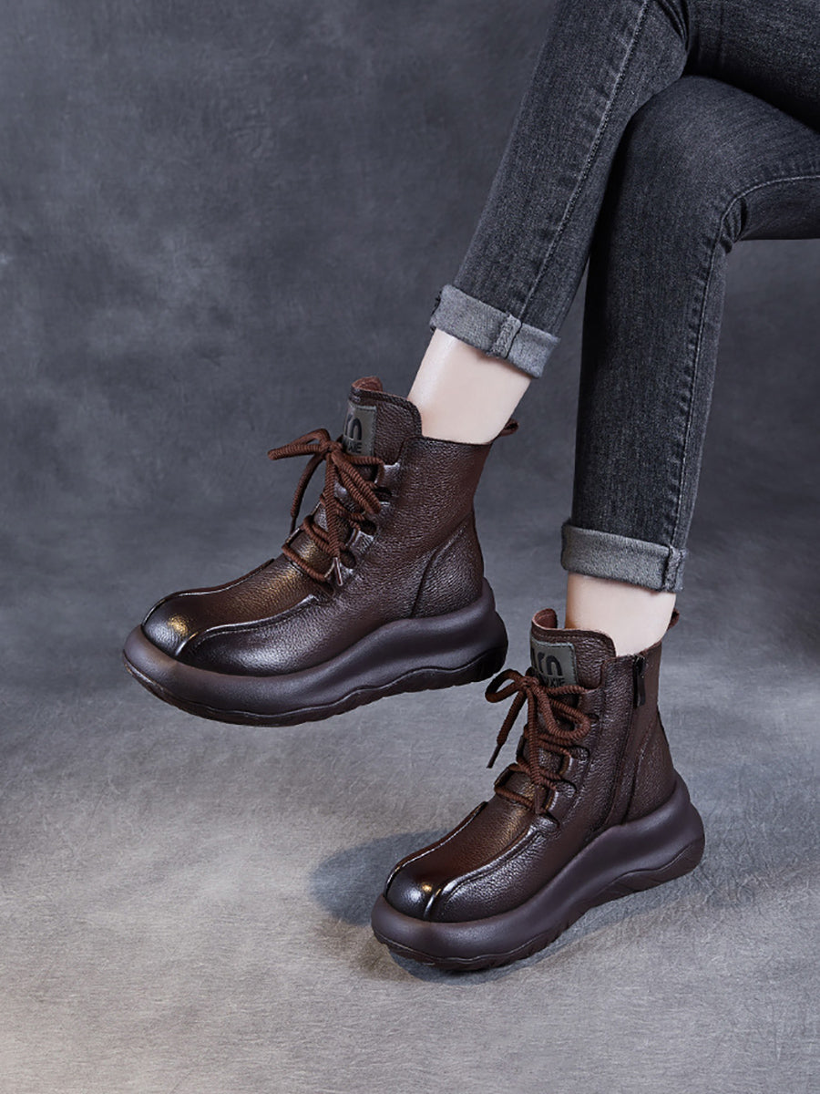 Vintage Genuine Leather Platform Martin Boots