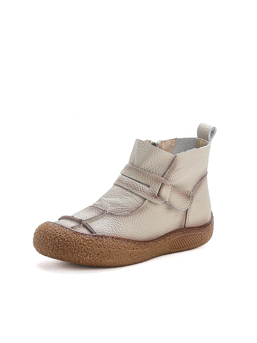Winter Casual Leather Spliced Flat Boots