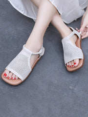 Sandals Leather Flat Hollow Out Casua