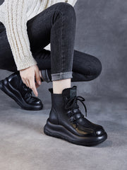 Vintage Genuine Leather Platform Martin Boots