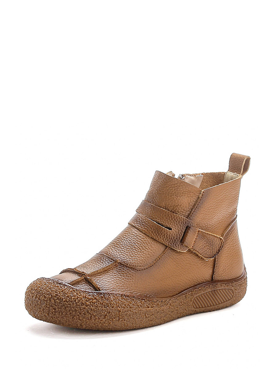 Winter Casual Leather Spliced Flat Boots