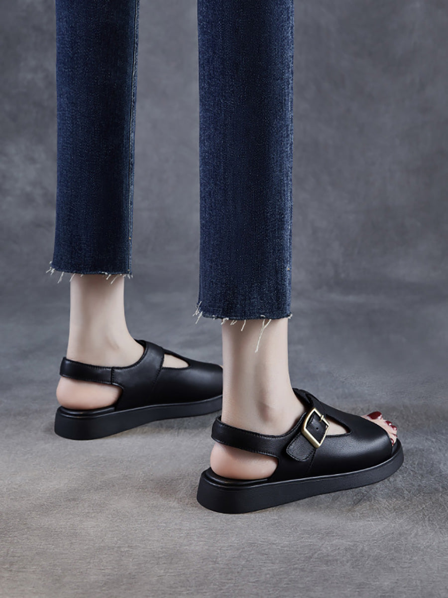 Soft Toe Leather Sandals Open