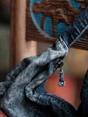 Vintage Denim Spliced Shoulder Bag