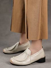 Retro Soft Genuine Leather Low Heel Shoes