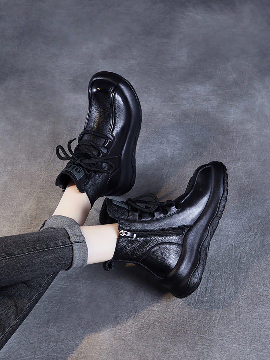 Vintage Genuine Leather Platform Martin Boots