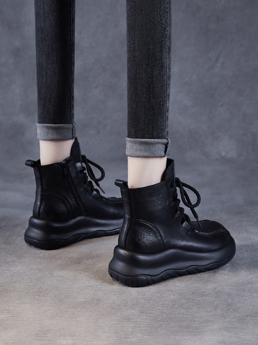 Vintage Genuine Leather Platform Martin Boots