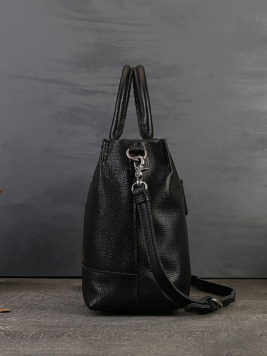 Leather Patchwork Laege Capacity Hand Bag Shoulder Bag