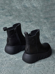 Retro Genuine Leather Platform Boots
