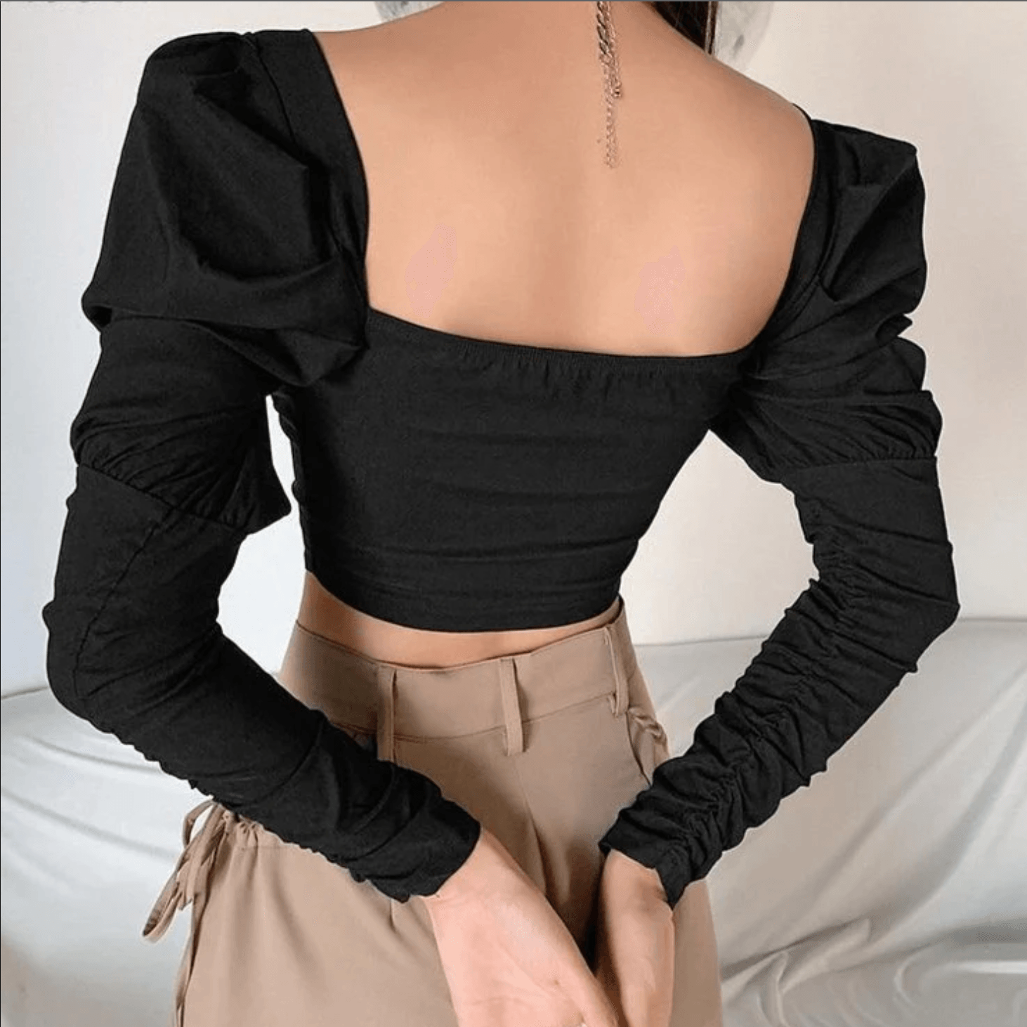 Babe In Town Puff Sleeve Corset Crop Top